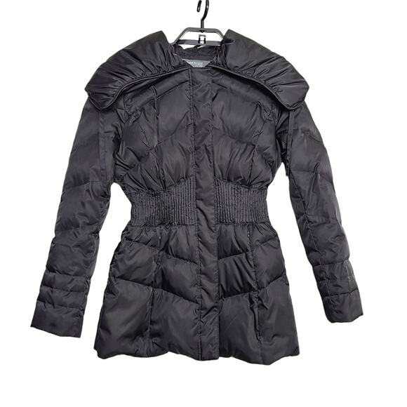 Kenneth Cole Reaction Down Filled Puffer Coat Small Black Trench - Picture 1 of 6